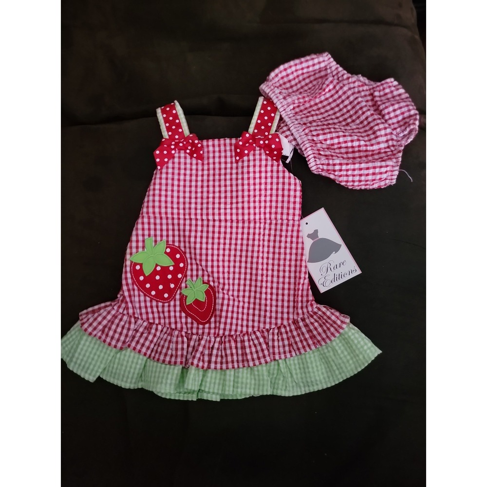Rare editions strawberry dress size 3 6 months nwt